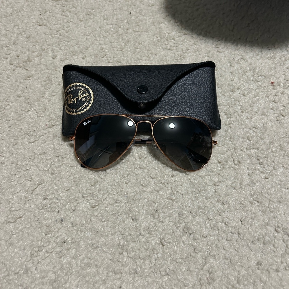 Ray-Ban Gold Frame Sunglasses with Black Case